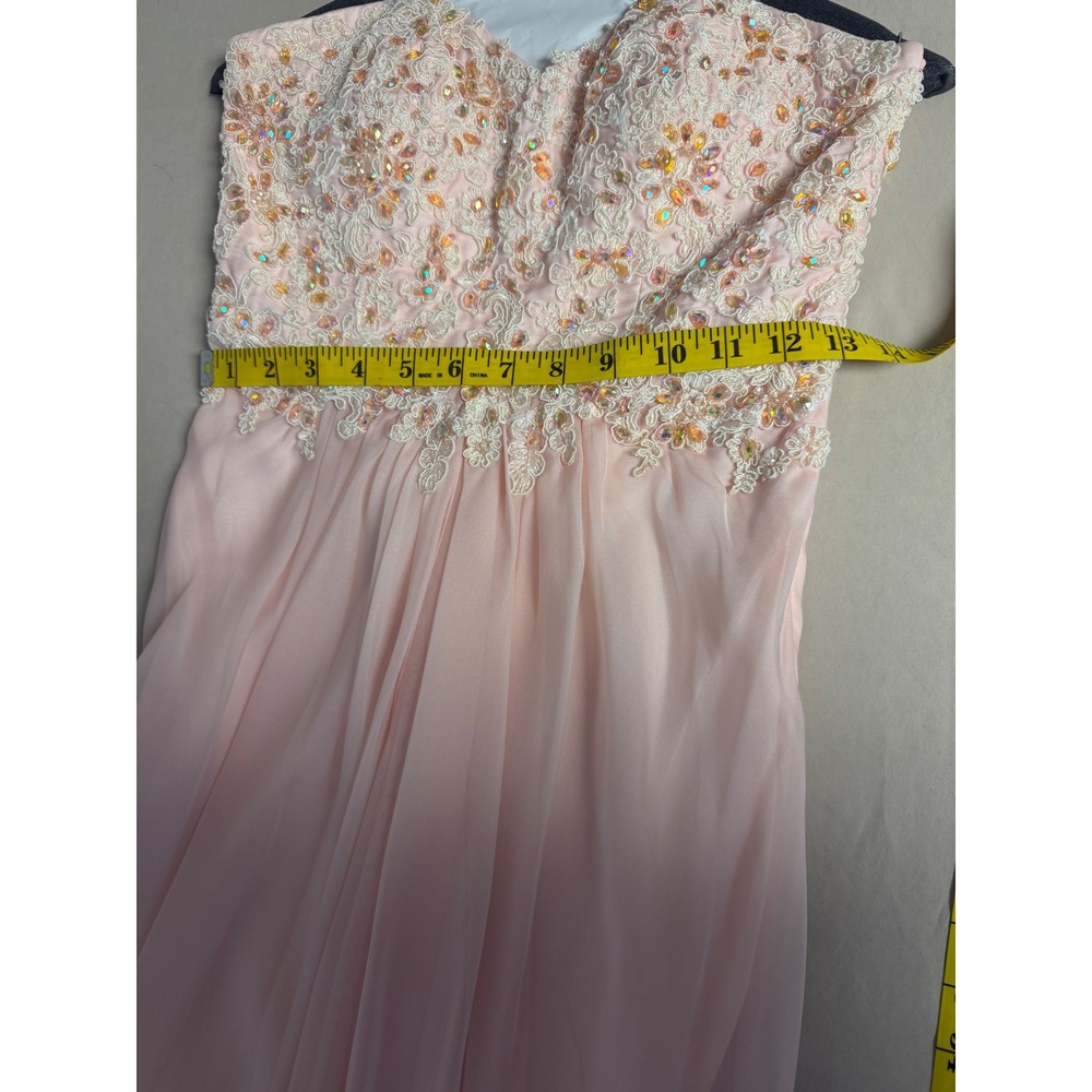 La Femme Pink Chiffon Embellished Sweetheart Neckline Formal Evening Gown 4 - Picture 5 of 5